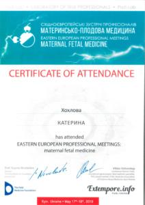 Сертификат Хохлова Екатерина