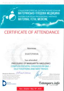 Сертификат Хохлова Екатерина