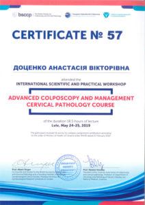 Сертификат Доценко Анастасия