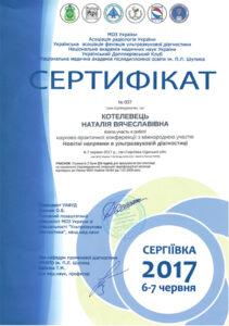 Сертификат Котелевец Наталья