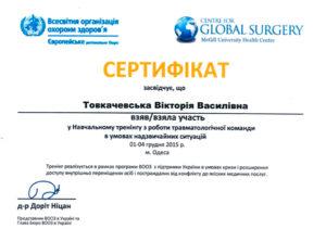 Сертификат Товкачевская Виктория