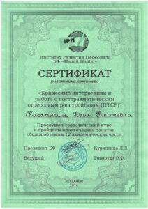 Сертификат Каратинина Юлия