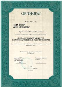 Сертификат Каратыгина Юлия