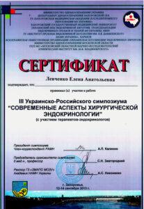 Сертификат Левченко Елена