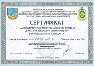 Сертификат Кулик Майя Евгеньевна