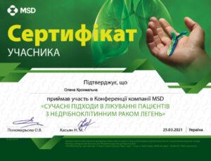 Сертификат Крохмальная Елена Романовна