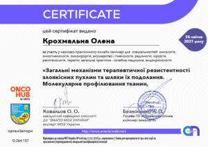 Сертификат Крохмальная Елена Романовна