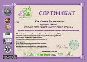 Сертификат Жук Елена Анатольевна