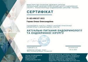 ЕНДО ТОВКАЙ СЕРТИФИКАТ 29-30 вересня