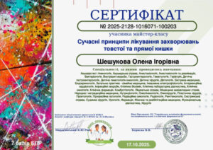 Шешукова сертификаты